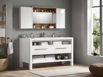 100 cm modern wooden furniture vanity unit white (1)