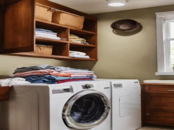 folded clothes in the laundry room (1)