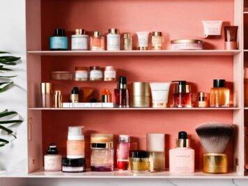 shelf with beauty products